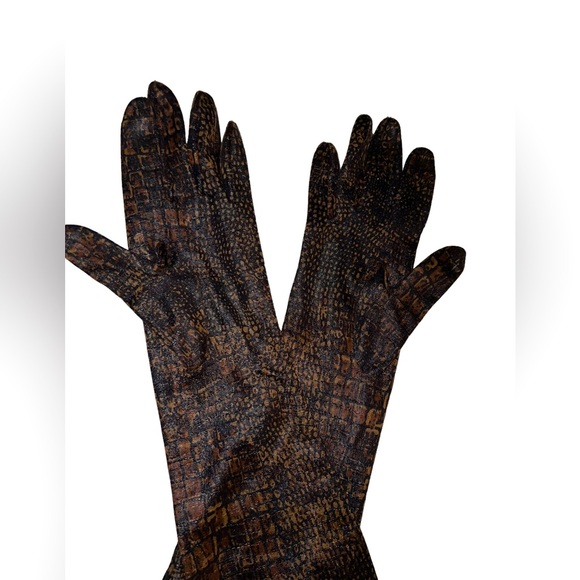 VINTAGE!  1950's "Hansen" Reptile Pattern Nyla-suede Women's Gloves- Size 7.5 - Picture 1 of 9